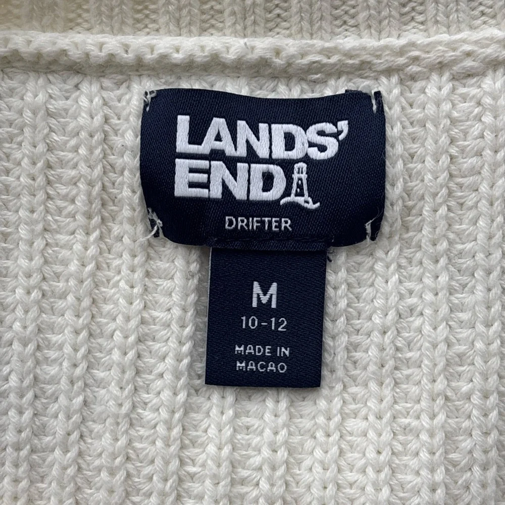 Lands' End Drifter V-Neck Striped Sweater Women’s Size Medium - Picture 3 of 11